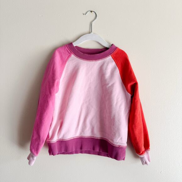 Hanna Andersson Pink + Red French Terry Colorblock Sweatshirt - Youth 5 - Picture 1 of 9